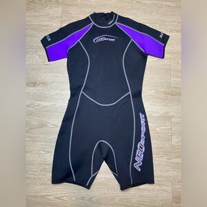 Women's NeoSport 2mm Shorty Wetsuit - Black & Purple, Size 10